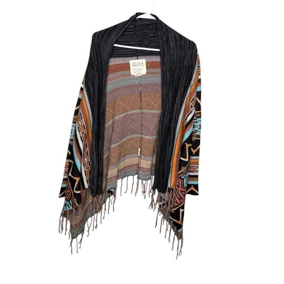 Billabong Dream Chaser Cardigan Sweater Boho Western Aztec Fringe Hem Medium - Picture 2 of 6